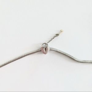 PANDORA | 2 TONE “HEART PADLOCK” & KEY CHAIN BEAD RARE DISCONTINUED